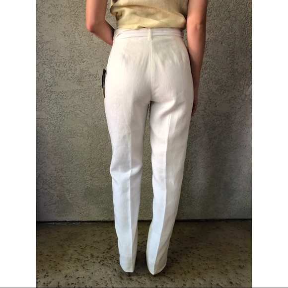 white linen high waisted pants